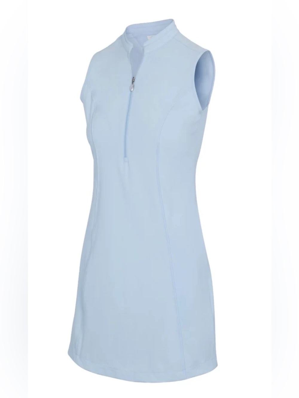 NWT Greg Norman TECH WARP-KNIT SLEEVELESS ZIP DRESS G2S24K413 Blue Haze